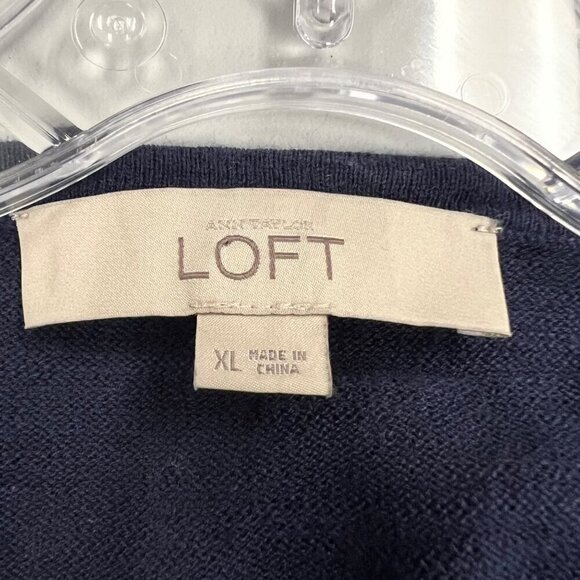 Ann Taylor Loft Round Neck Long Sleeve Lightweight Top Navy Size XL - Picture 8 of 9